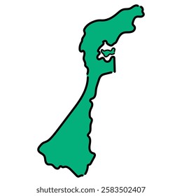 Simple handwritten Ishikawa prefecture. Color type.