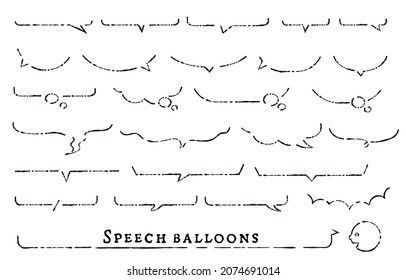 A simple handwritten monochrome balloon lower part set.Easy-to-use vector material.