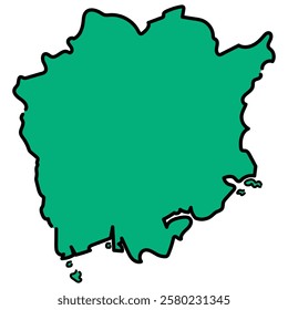 Simple handwritten Okayama prefecture. Color type.