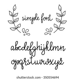 Simple handwritten pointed pen calligraphy cursive font. Calligraphy alphabet. Cute calligraphy letters. Isolated letters. Typography, decorative graphic design.