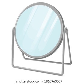 Simple handy round bathroom beauty grey mirror illustration vector element isolated on a white background