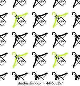 Simple hanger retro pattern. Vector seamless green and black rack background
