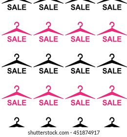 Simple hanger retro pattern. Vector seamless black and pink background