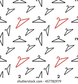 Simple hanger retro pattern. Vector seamless black and red rack background