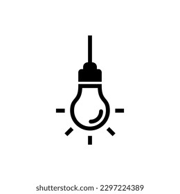 bombilla de luz colgante simple vector de ilustración de icono, símbolo de lámpara