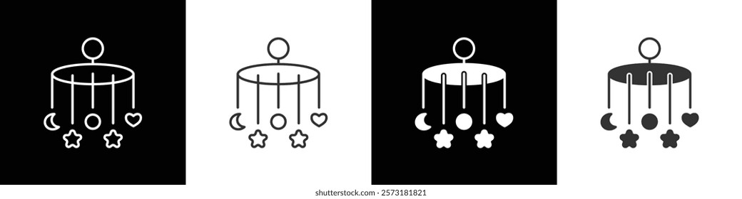 Simple hanging toys icons, babies icon, hanging toys thin line icon. Kids toys outline icons. Simple Kids toys vector illustration in black, white and transparent background. Eps10