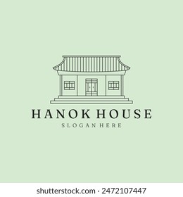 simple hanok logo vector icon design, Korean traditional hanok house vector illustration