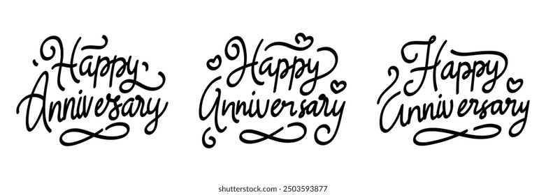 Simple Happy Anniversary Lettering for Invitation and Card