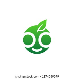 Simple happy apple logo for branding identity. Vector image.