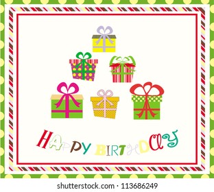 Simple Happy Birhtday Card/Vector Illustration