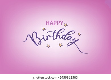 Simple Happy Birthday calligraphy text. Beautiful greeting card poster. 