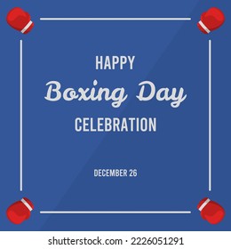 simple happy boxing day poster on blue background