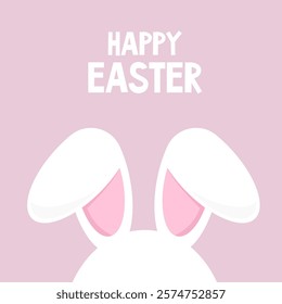 Simple Happy Easter design, banner, postcard, Rabbit, vector.