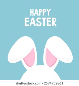 Simple Happy Easter design, banner, postcard, Rabbit, vector.