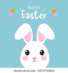 Simple Happy Easter design, banner, postcard, Rabbit, vector.