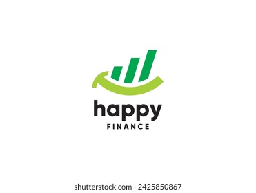 simple happy financial logo. creative arrow diagram accounting icon design