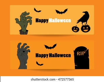 Simple Happy halloween card with pumpkin and bats