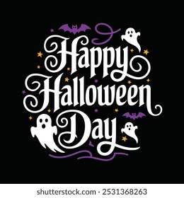 A simple Happy Halloween Day typography design.