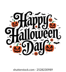 A simple Happy Halloween  typography with pumpkin.