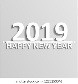 Simple happy new year 2019 design card on gradient background. Vector illustration.