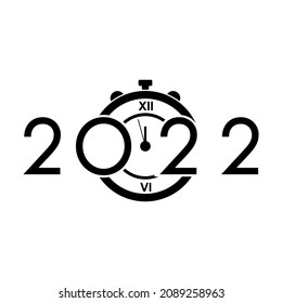 Simple happy new year 2022 with alarm clock vector design