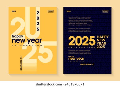 Simple Happy New Year 2025 poster design. New Year 2025 celebration poster. Different and simple design. Vector premium design for posters, banners, flyers and social media posts 2025.