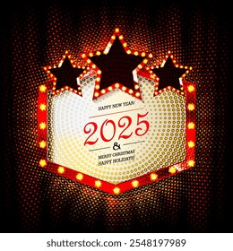 Simple Happy New Year 2025 poster design. New Year 2025 celebration poster. Different and simple design. Vector premium design for posters, banners, flyers and social media posts 2025.