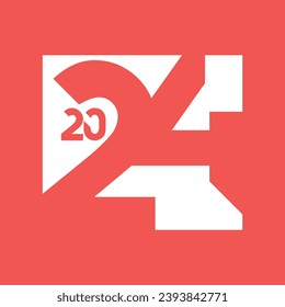 Simple tarjeta de feliz año nuevo para 2024. Banner vectorial moderno
