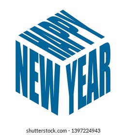 Simple HAPPY NEW YEAR text slogan t shirt. Graphic phrases vector poster, sticker, apparel print, greeting card or postcard. Typography design elements isolated.