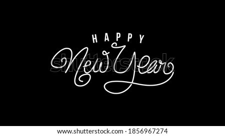 simple happy new year text typography hand writting text vector illustration