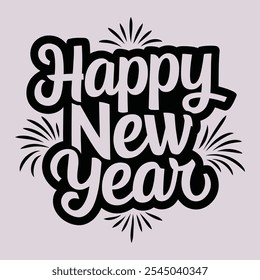 A Simple Happy New Year Typography design Vector Illustration