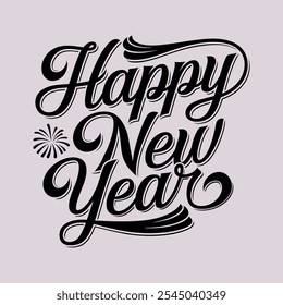 A Simple Happy New Year Typography design Vector Illustration