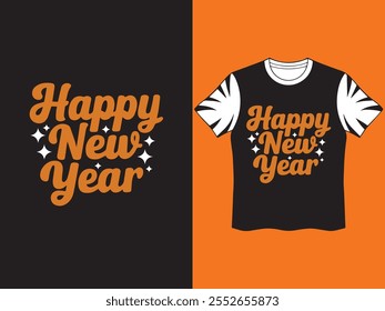 A simple Happy New Year Typography T-Shart Design.