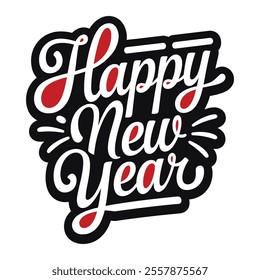 A Simple Happy New Year Typography Design.