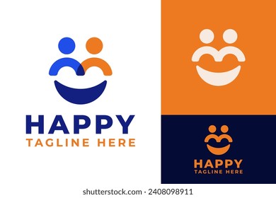 Simple Happy Smile People Teamwork Connection Community Logo Design Branding Template