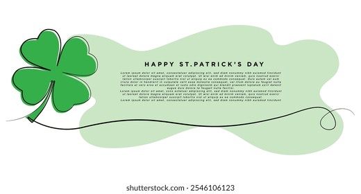 simples banner design.fundo simples Happy St Patrick's Day greeting.single line art concept