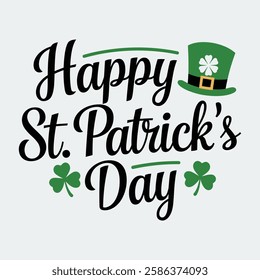 Simple Happy St. Patrick's Day Typography Design Vector 