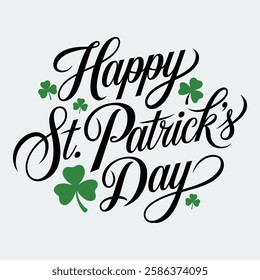 Simple Happy St. Patrick's Day Typography Design Vector 