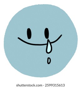 simple happy tears emotion doodle in pastel blue round vector