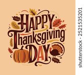 A simple Happy Thanks giving day typography.