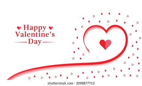 Simple happy valentines day celebration line art heart background with text space