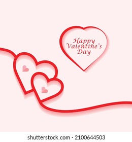 Simple happy valentines day celebration line art heart background with text space