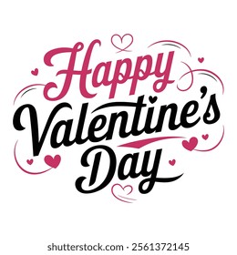A Simple Happy Valentine's Day Typography text white Background