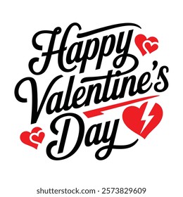 A Simple Happy Valentines Day Typography Vector Design.