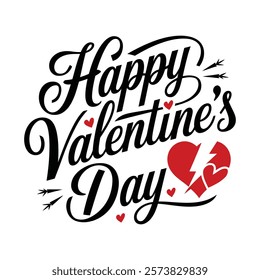A Simple Happy Valentines Day Typography Vector Design.