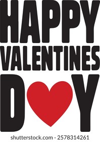 A Simple Happy Valentine's Day Vector Typography  Design.The perfect images to express your love and affection.