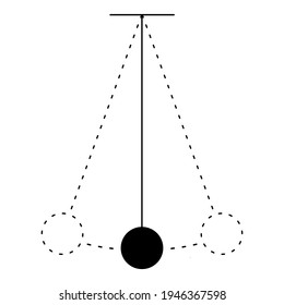 Simple harmonic motion oscillating simple pendulum vector illustration. SHM physics experiment icon illustration. Science icon.