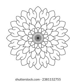 Simple Harmony Wheels mandalas coloring book page. A vector mandala is a mandala created using vector graphics software. Vector graphics are a type of computer graphics that use geometric shapes.