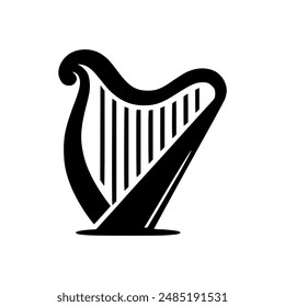 simple harp musical instrument logo vector illustration template design