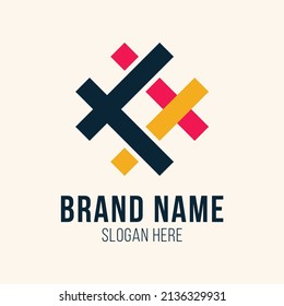 simple hashtag cross line vector logo template for creative media and business company